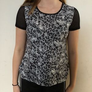 Black and Gray Leopard Print Athletic Top